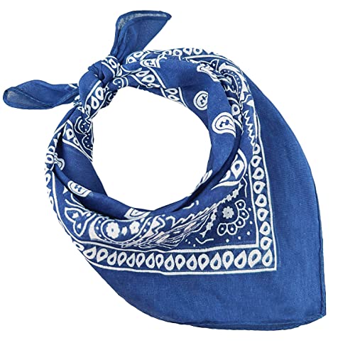 Bandana 100% Baumwolle 3/5/10 Set für Damen Herren Kinder Unisex Einfarbig und/oder Paisley Muster Code A644 (20er Set, Paisley, Royal) von JOPHY & CO.