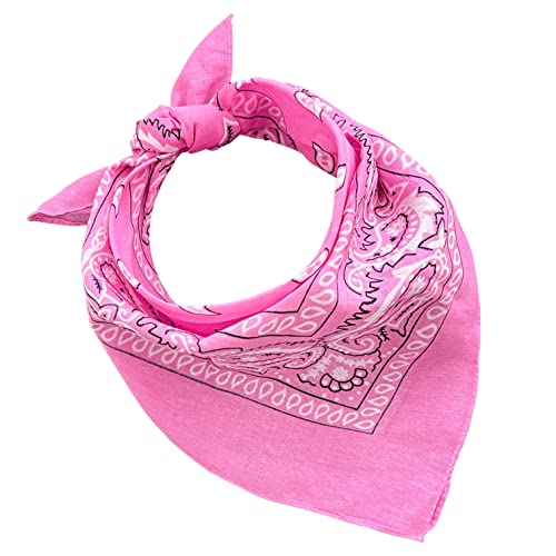 Bandana 100% Baumwolle Set 3/5/10 für Damen Herren Kinder Unisex Einfarbig und/oder Paisley Muster Code A644 (Set 20 Stück, Paisley, Rosa) von JOPHY & CO.