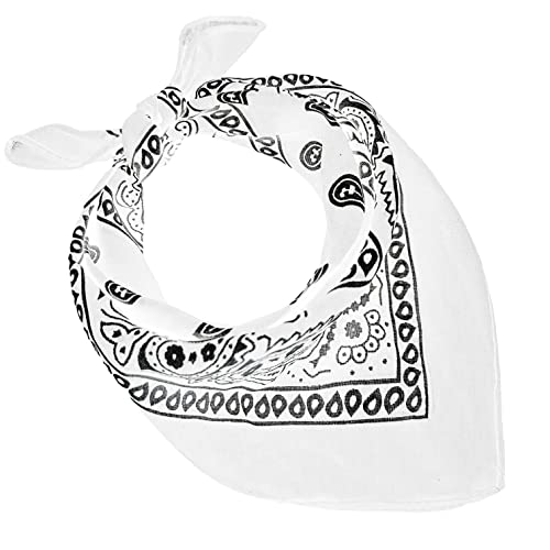 Bandana 100% Baumwolle Set 3/5/10 für Damen Herren Kinder Unisex Einfarbig und/oder Paisley Muster Code A644 (Set 20 Stück, Paisley, Weiß) von JOPHY & CO.