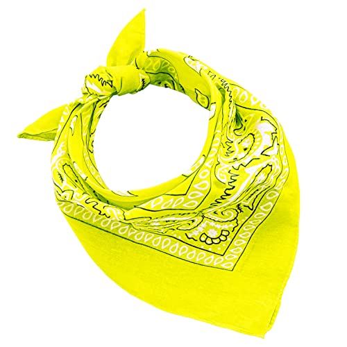 Bandana aus 100% Baumwolle, 3/5/10er-Set, für Damen, Herren, Kinder, Unisex, einfarbig und/oder mit Paisley-Muster, Artikelnummer A644, Fluoreszierend, Set 10 pz von JOPHY & CO.