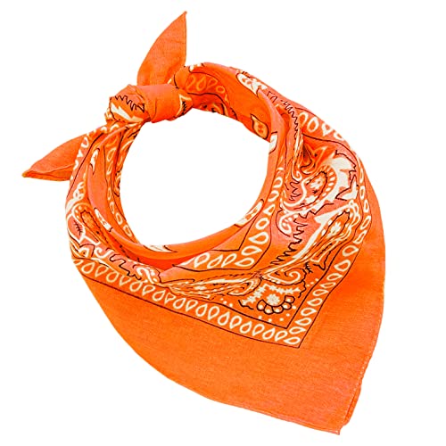 Bandana aus 100% Baumwolle, 3/5/10er-Set, für Damen, Herren, Kinder, Unisex, einfarbig und/oder mit Paisley-Muster, Artikelnummer A644, Orange, Set 10 pz von JOPHY & CO.