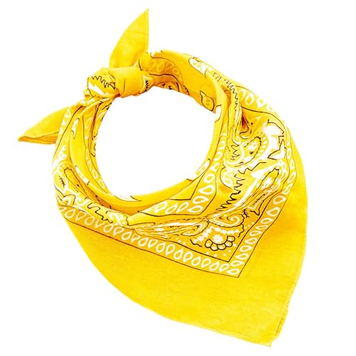 Bandana aus 100% Baumwolle, 3/5/10er-Set, für Damen, Herren, Kinder, Unisex, einfarbig und/oder mit Paisley-Muster, Artikelnummer A644, gelb, Set 1 pz Bandana aus 100% Baumwolle, 3/5/10er-Set, für Damen, Herren, Kinder, Unisex, einfarbig und/oder mit Paisley-Muster, Artikelnummer A644, gelb, Set 1 pz von JOPHY & CO.