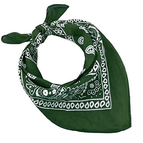 Bandanas 100% Baumwolle für Damen Herren Kinder Unisex mit Paisley Muster Taschentuch Kopfbedeckung Haarschal Halsband Handgelenk Kopf COD.644, Militär, One size von JOPHY & CO.