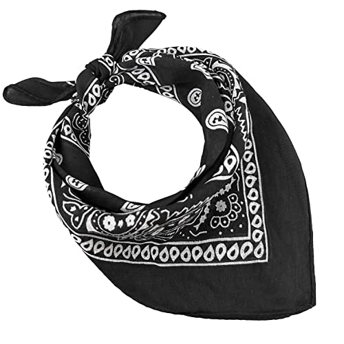 Bandanas 100% Baumwolle für Damen Herren Kinder Unisex mit Paisley Muster Taschentuch Kopfbedeckung Haarschal Halsband Handgelenk Kopf COD.644, Schwarz , One size von JOPHY & CO.