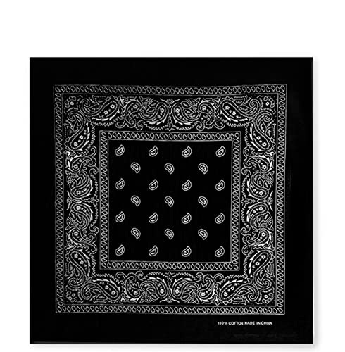 JOPHY & CO. Bandanas aus 100% Baumwolle für Damen Herren Kinder Unisex mit Paisley Muster Kopftuch Kopfbedeckung Schal für Haar/Hals/Handgelenk/Kopf COD.644 (Schwarz Paisley) von JOPHY & CO.