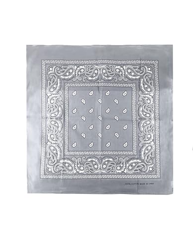 JOPHY & CO. Bandanas aus 100% Baumwolle für Damen Herren Kinder Unisex mit Paisley Muster Kopftuch Kopfbedeckung Schal für Haar/Hals/Handgelenk/Kopf COD.644 (Dunkelgrau Paisley) von JOPHY & CO.