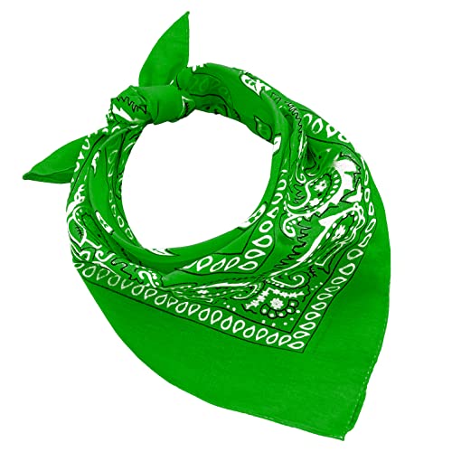 Bandanas 100% Baumwolle für Damen Herren Kinder Unisex mit Paisley Muster Taschentuch Kopfbedeckung Haarschal Halsband Handgelenk Kopf COD.644, grün von JOPHY & CO.