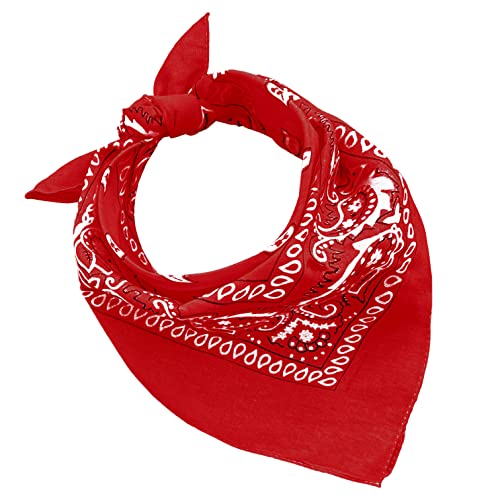 Bandanas 100% Baumwolle für Damen Herren Kinder Unisex mit Paisley Muster Taschentuch Kopfbedeckung Haarschal Halsband Handgelenk Kopf COD.644, rot, One size von JOPHY & CO.