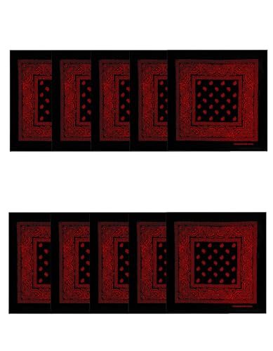JOPHY & CO. Bandanas aus 100 % Baumwolle, Unisex, Paisleymuster, einfarbig, für Haar/Hals/Handgelenk/Kopf, COD.644, Schwarz Rot Paisley / 10 Stück, Regular JOPHY & CO. Bandanas aus 100 % Baumwolle, Unisex, Paisleymuster, einfarbig, für Haar/Hals/Handgelenk/Kopf, COD.644, Schwarz Rot Paisley / 10 Stück, Regular von JOPHY & CO.