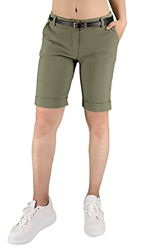 JOPHY & CO Bermuda-Hose für Damen, mit Gürtel und Taschen (Cod. 3009), Militär, XS von JOPHY & CO.