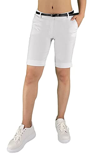 JOPHY & CO Bermuda-Hose für Damen, mit Gürtel und Taschen (Cod. 3009), Weiß, XL von JOPHY & CO.