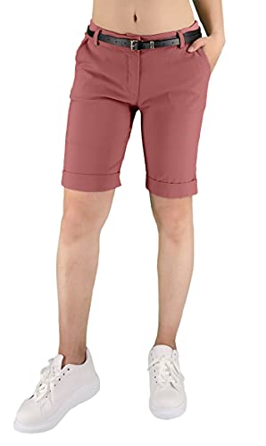 JOPHY & CO Bermuda-Hose für Damen, mit Gürtel und Taschen (Cod. 3009), altrosa, M von JOPHY & CO.