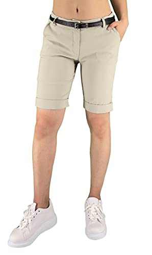 JOPHY & CO Bermuda-Hose für Damen, mit Gürtel und Taschen (Cod. 3009), beige, L von JOPHY & CO.