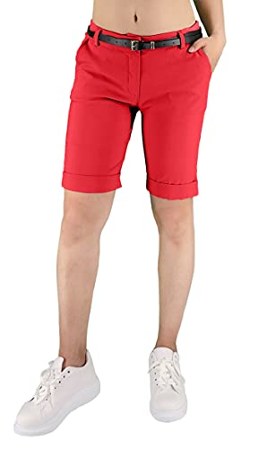 JOPHY & CO. Women's Bermuda Trousers with Belt and Pockets (cod. 3009) (as3, Alpha, s, Regular, Regular, Rot) von JOPHY & CO.