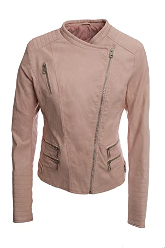 JOPHY & CO. Kurze Bikerjacke für Damen aus Kunstleder mit Taschen vorne und seitlich (cod. 33108) (as3, alpha, l, regular, regular, Rosa, L) von JOPHY & CO.