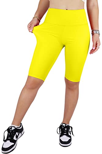 JOPHY & CO Damen-Leggings über dem Knie, kurz, elastisch, unter der Kleidung (Cod. 9821), neongelb, L von JOPHY & CO.