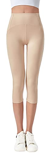 Jophy & Co. 3/4-Leggings für Damen, elastisch, für Yoga und Pilates, Artikelnr. 9901)., beige, Large von JOPHY & CO.