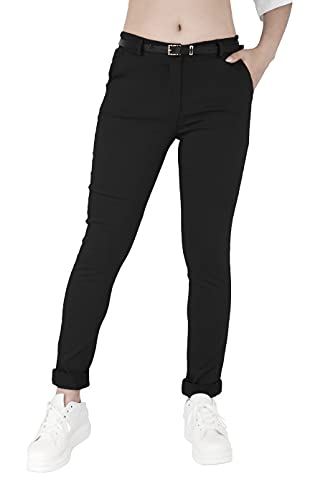 JOPHY & CO. Elastische Damen-Chino-Hose mit Gürtel (Artikelnummer: 3008), Schwarz , XXL von JOPHY & CO.