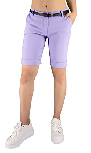 JOPHY & CO. Damen-Bermudahose mit Gürtel und Taschen (Artikelnummer 3009), Lila, XXL von JOPHY & CO.