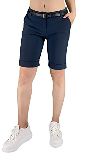 JOPHY & CO. Damen-Bermudahose mit Gürtel und Taschen (Artikelnummer 3009), Marineblau, S von JOPHY & CO.