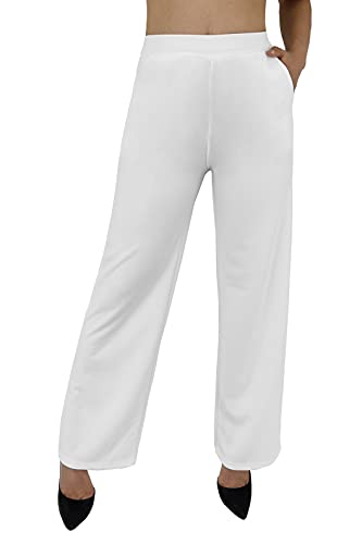 JOPHY & CO. Damenhose mit leichten Taschen, bequem, breit, elastisch, aus Stoff (Artikelnr. 6503), Weiß, XS von JOPHY & CO.