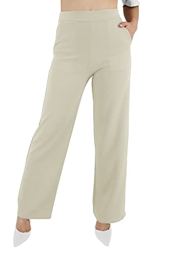 JOPHY & CO. Damenhose mit leichten Taschen, bequem, breit, elastisch, aus Stoff (Artikelnr. 6503), beige, M von JOPHY & CO.