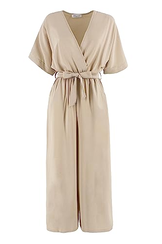 Jophy & Co. Langer Overall für Damen mit V-Ausschnitt (Artikelnummer: 6797), beige, 50 von JOPHY & CO.