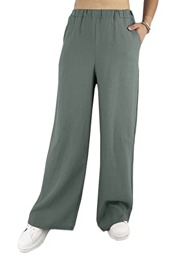 JOPHY & CO. Damen-Leinenhose mit Taschen (Artikelnummer: 62598), Militär, XXXL von JOPHY & CO.
