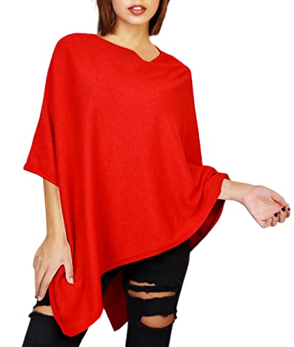 JOPHY & CO. Damen-Poncho, gemischt, Kaschmir, rot, 48 von JOPHY & CO.