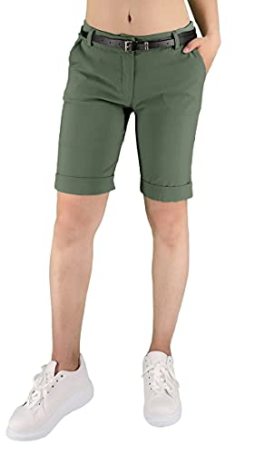 JOPHY & CO. Bermudahose für Damen mit Gürtel und Taschen (cod. 3009), Dark Military, Größe XXL von JOPHY & CO.