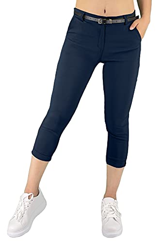 JOPHY & CO. Damenhose Chino 3/4 mit Gürtel (Code 3013), Marineblau, XL von JOPHY & CO.