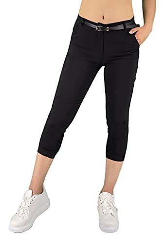 JOPHY & CO. Damenhose Chino 3/4 mit Gürtel (Code 3013), Schwarz , XXL von JOPHY & CO.