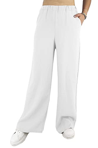 JOPHY & CO. Damenhose aus Leinen mit Taschen, Code 62598, Farbe Weiß., XXXL von JOPHY & CO.