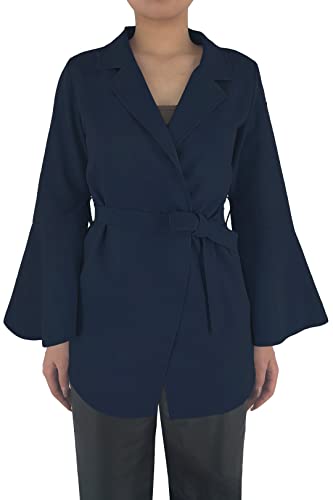 JOPHY & CO. Damenjacke mit langen Ärmeln, Glockenmuster, mit Gürtel (Artikelnummer 6966), dunkelblau, XXL von JOPHY & CO.