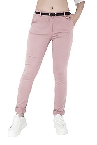 JOPHY & CO. Elastische Damen-Chino-Hose mit Gürtel (Artikelnummer: 3008), altrosa, XXL von JOPHY & CO.