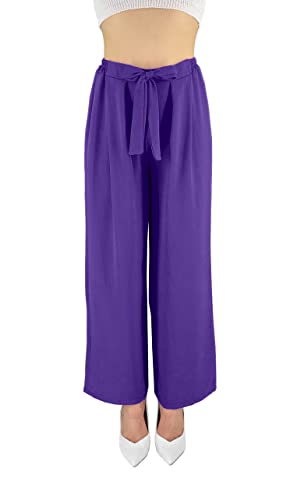 JOPHY & CO. Elegante Damen-Hose mit hoher Taille mit verzierter Schleife (Cod. 6303), violett, XXL von JOPHY & CO.