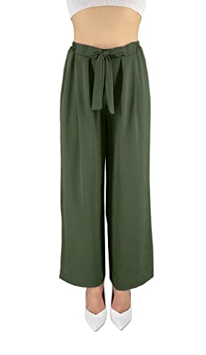 JOPHY & CO. Elegante Damenhose mit hoher Taille mit verzierter Schleife (Cod. 6303), Militär, XL von JOPHY & CO.