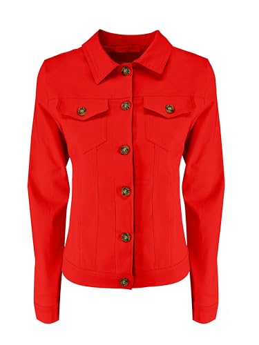 JOPHY & CO. Jeansjacke für Damen, kurz, leicht, mit Taschen und Knöpfen (Artikelnummer V996), rot, XL von JOPHY & CO.