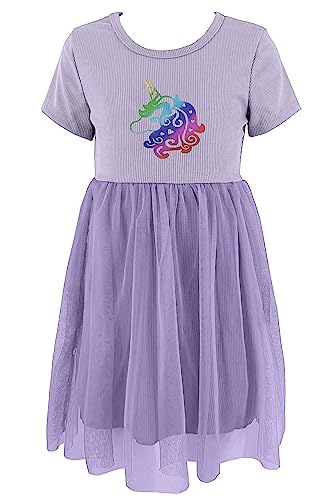 JOPHY & CO. Kleid Mädchen Prinzessin Einhorn Kleid Mädchen Party Tüll Langarm & Kurzarm (cod. 8900), Lila 8902, 6 Jahre von JOPHY & CO.