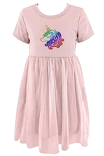 JOPHY & CO. Kleid Mädchen Prinzessin Einhorn Kleid Mädchen Party Tüll Langarm & Kurzarm (cod. 8900), Rosa 8902, 6 Jahre von JOPHY & CO.