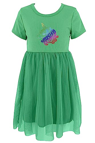 JOPHY & CO. Kleid Mädchen Prinzessin Einhorn Kleid Mädchen Party Tüll Langarm & Kurzarm (cod. 8900), grasgrün 8902, 4 Jahre von JOPHY & CO.