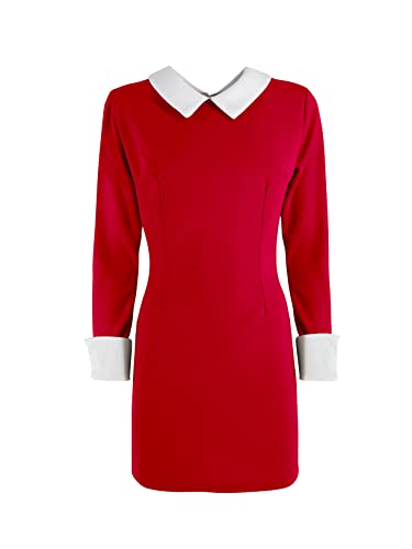 JOPHY & CO. Kleid für Damen mit Kragen mit langen Ärmeln (Cod. 7087), rot, XL von JOPHY & CO.