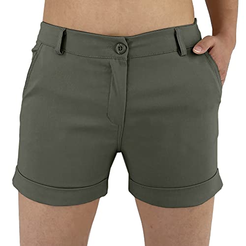 JOPHY & CO. Kurze Shorts für Damen mit Taschen (Art. 3019), Militär, XL von JOPHY & CO.