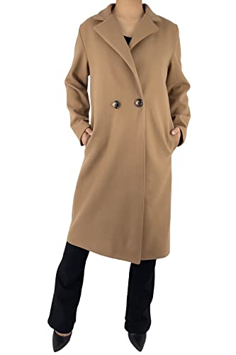 JOPHY & CO. Langer Damen-Wintermantel mit Knopfleiste und Taschen (Code 6586), Camel, 50, 3XL von JOPHY & CO.