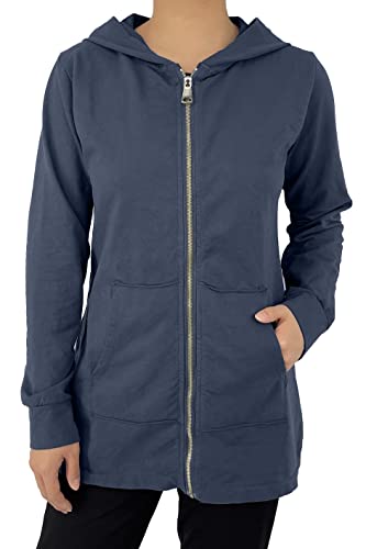 JOPHY & CO. Langes Damen-Sweatshirt mit Kapuze, Reißverschluss und Taschen (Code 9047), dunkelblau, L von JOPHY & CO.