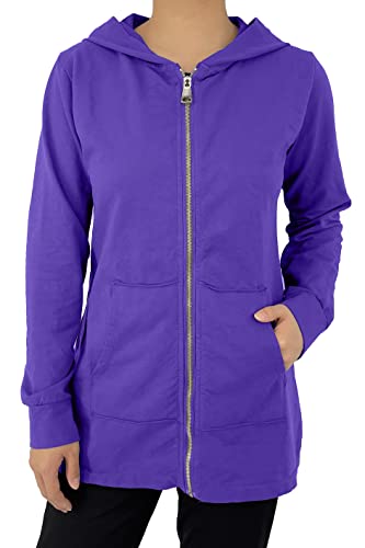 JOPHY & CO. Langes Damen-Sweatshirt mit Kapuze, Reißverschluss und Taschen (Code 9047), violett, S von JOPHY & CO.