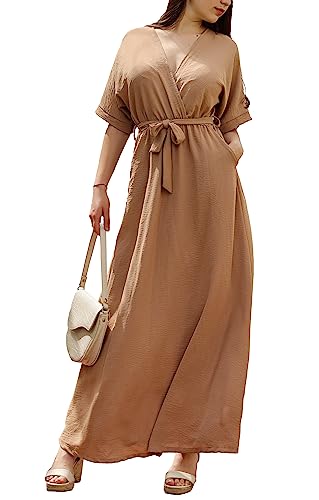 JOPHY & CO. Langes Kleid Casual mit V-Ausschnitt Code 7196, Camel, XXL JOPHY & CO. Langes Kleid Casual mit V-Ausschnitt Code 7196, Camel, XXL von JOPHY & CO.