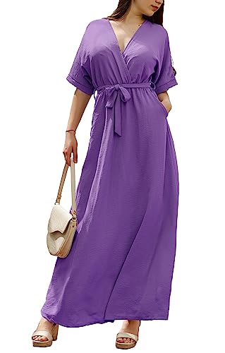 JOPHY & CO. Langes Kleid Casual mit V-Ausschnitt Code 7196, violett, L von JOPHY & CO.
