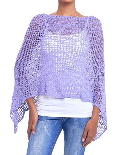 JOPHY & CO. Poncho für Damen, Netz-Effekt, gestrickt, Sommer- und Frühling, für Damen, leicht und weich (Artikelnummer: 1511), Lila, XL von JOPHY & CO.