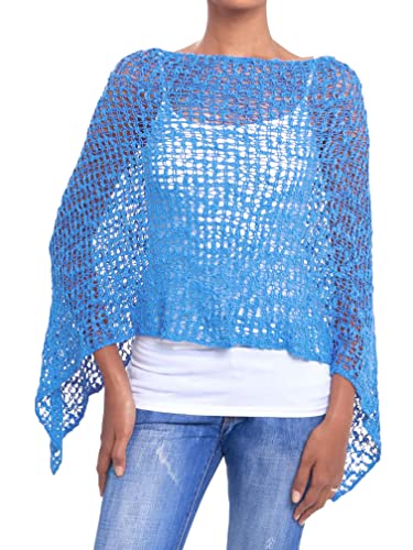 JOPHY & CO. Damen-Poncho mit Netzoptik, Strickoptik, für Sommer und Frühling, leicht und weich (Code 1511), türkis, XXX-Large von JOPHY & CO.